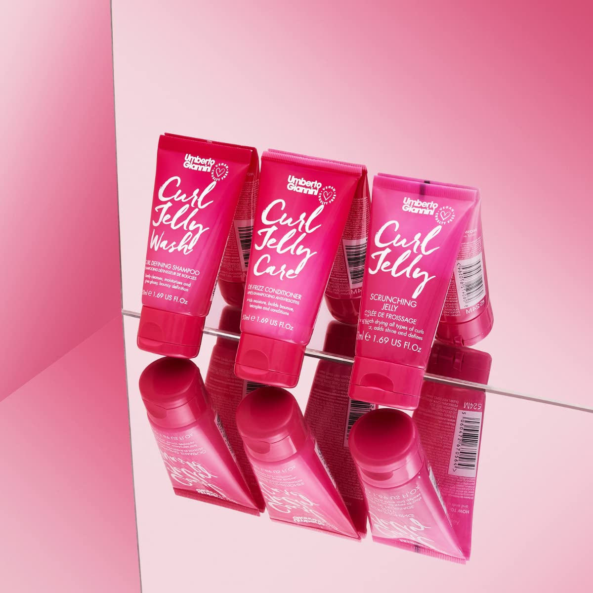 Umberto Giannini Curl Jelly Starter Kit - 3 x 50ml Curl Scrunching Jelly, Curl Jelly Wash Shampoo & Curl Jelly Care Conditioner
