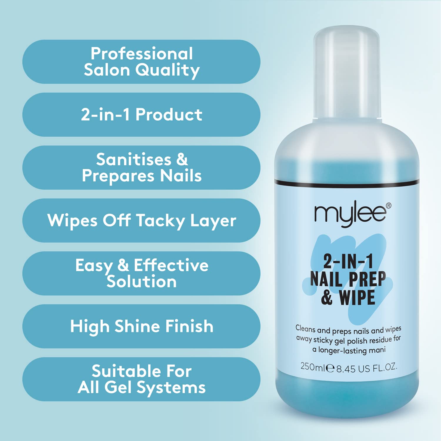MYGEL Top & Base With Mylee Prep Wipe & Remover UV LED Nail Gel Polish Kit Soak Off