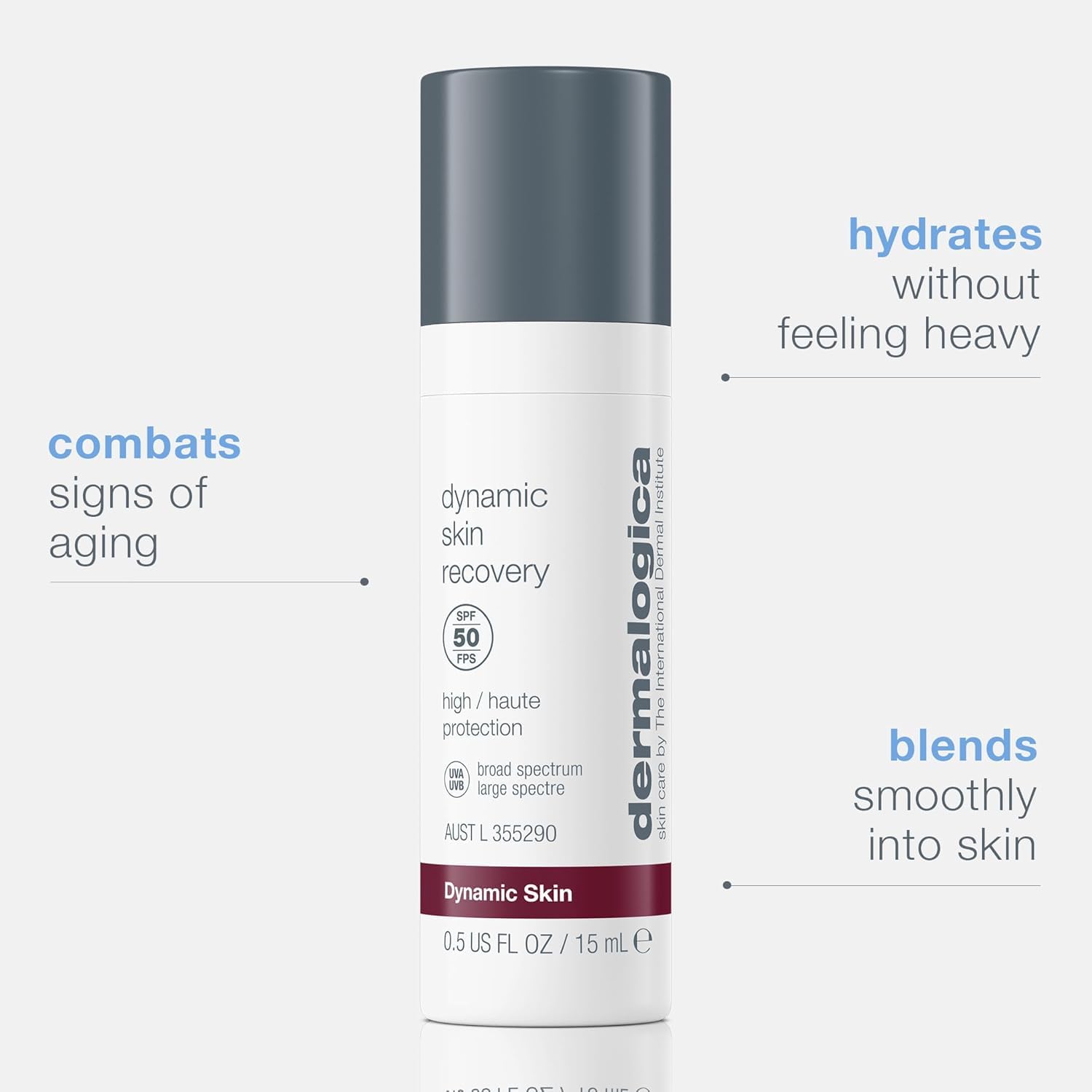 Dermalogica Dynamic Skin Recovery SPF50 Moisturiser - Hydrates & Combats Skin Ageing, Rich In Antioxidant & White Tea, Protects from UVA & UVB Rays, Blends Seamlessly for a Flawless Finish, 15ml