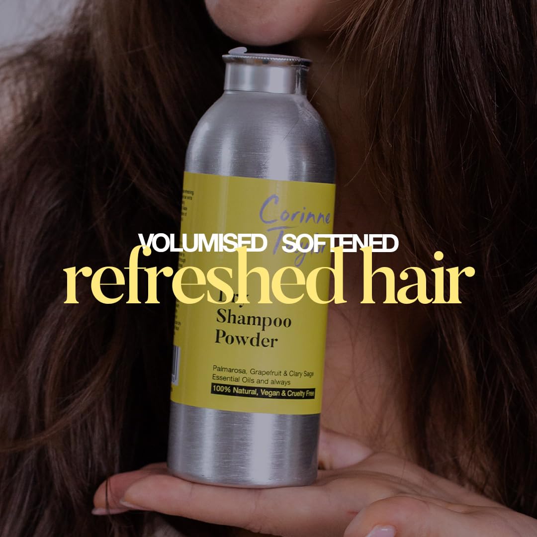Corinne Taylor | Organic Dry Shampoo Powder | Grapefruit, Palmarosa & Clary Sage | Volumising | Talc Free | 100% Natural | Vegan | 85g