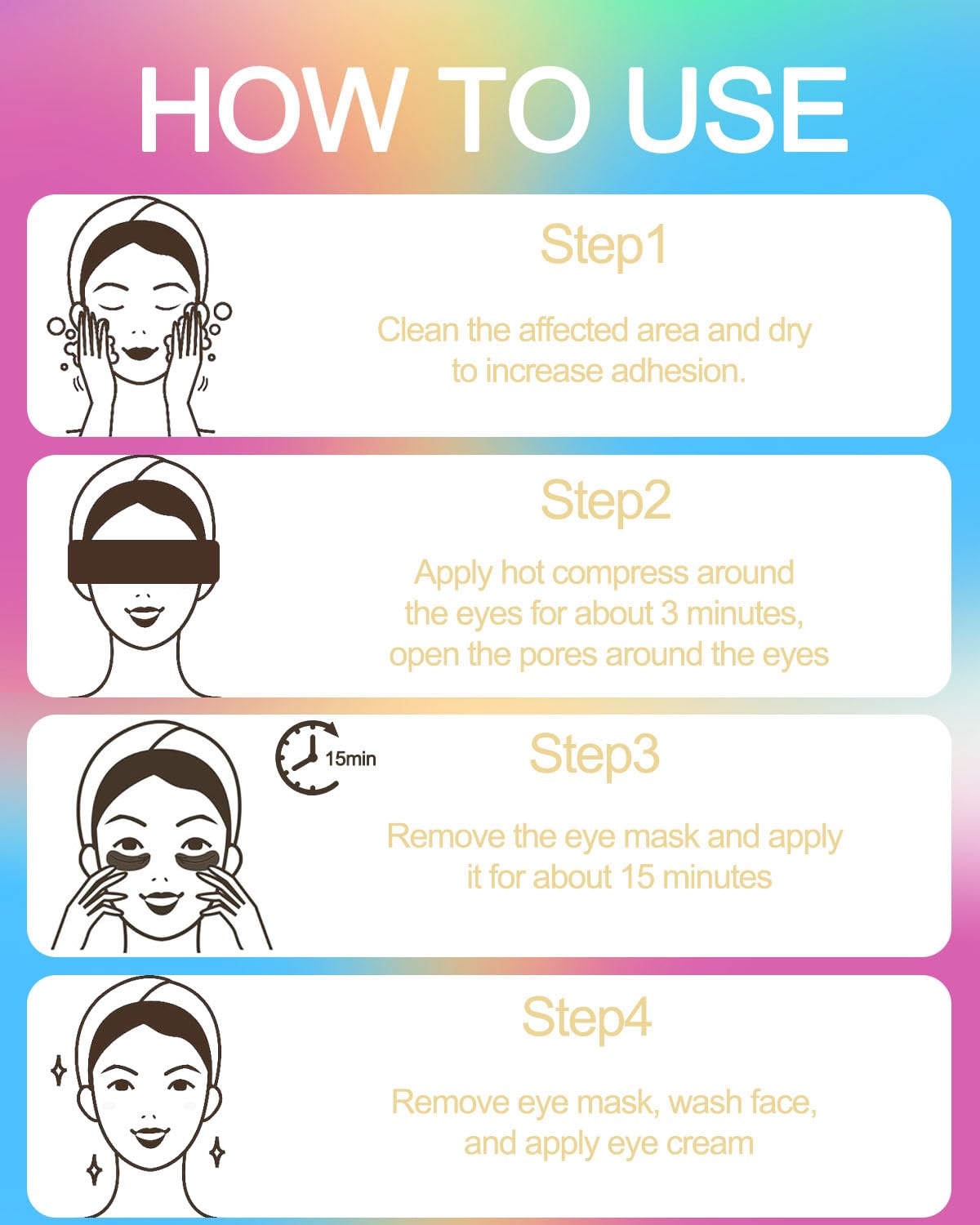 Bukamkom Collagen Eye Mask Patches, Used to Fade Eye Patches for Puffy Eyes and Dark Circles,Under Eye Patches,Tighten and Moisturize,Hyaluronic Eye Patches Transparent Glitter Eye Masks (10 pairs)
