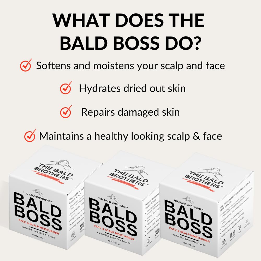 The Bald Brothers Bald Head Care Set | Complete Natural Bald Head Care | Daily Skincare Set For Men | Cleanse, Exfoliate & Moisturise | 60-90 Day Supply