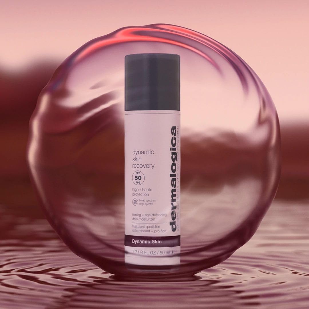 Dermalogica Dynamic Skin Recovery SPF50 Moisturiser - Hydrates & Combats Skin Ageing, Rich In Antioxidant & White Tea, Protects from UVA & UVB Rays, Blends Seamlessly for a Flawless Finish, 15ml