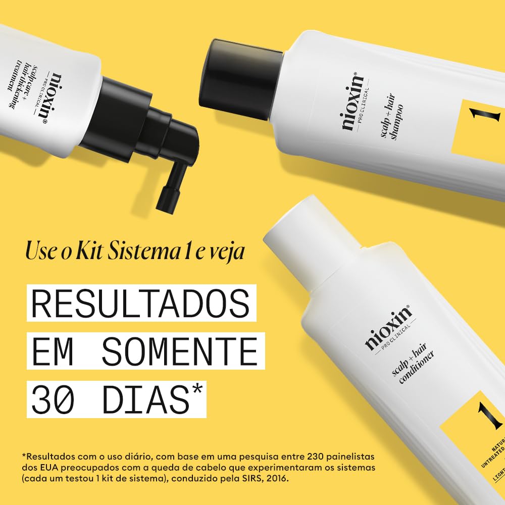 Nioxin Scalp + Hair Thickening System 1 Kit - Hair Thickening System for Natural Hair with Light Thinning - Shampoo, Conditioner & Scalp Treatment (150+150+50ml)