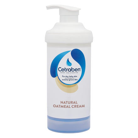 Cetraben Natural Oatmeal Cream, for Dry, Sensitive & Eczema-Prone Skin, Provides 24 Hour Hydration, Soothing, Lightweight and Quick Drying, for Daily use on The Body and Face, 1 x 475g