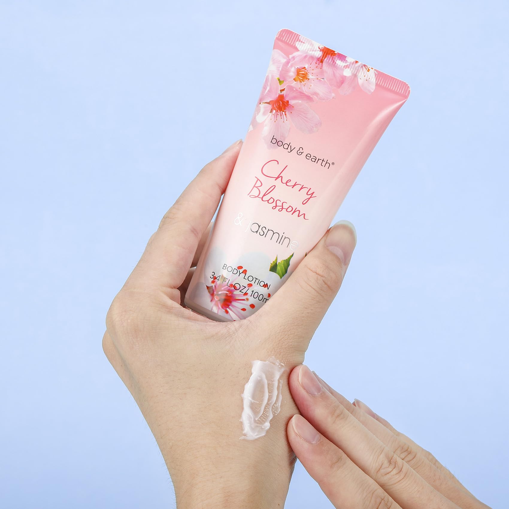BODY & EARTH , 8pcs Pamper Gifts for Women with Cherry Blossom&Jasmine, Includes Bubble Bath, Soap, Birthday Gifts for Women, Valentines Gifts for Her, Spa Bath Sets