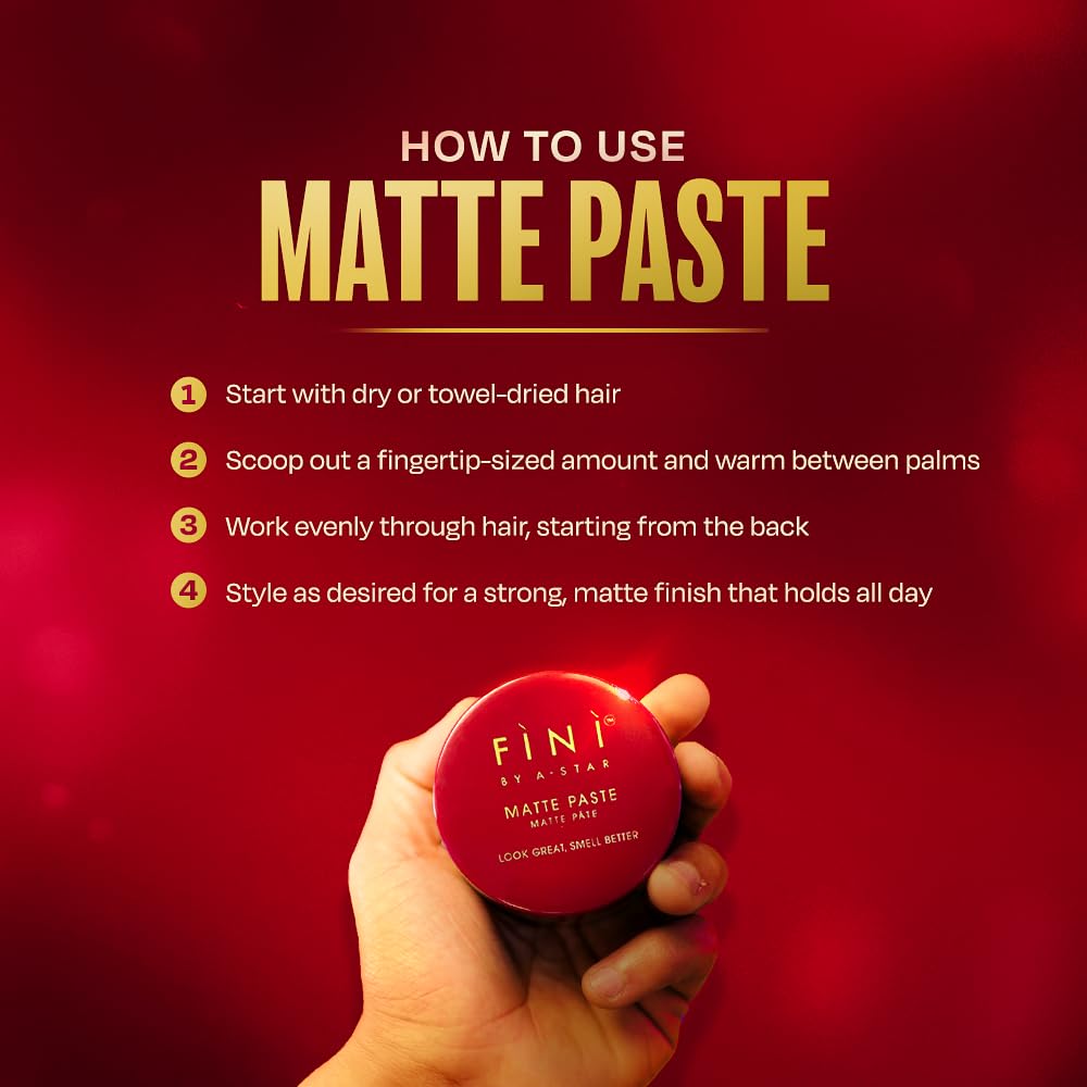 FINI by A-Star Matte Paste for Men – Volumizing Hair Clay with Natural Look & Strong Hold, Matte Finish, Oud Fragrance
