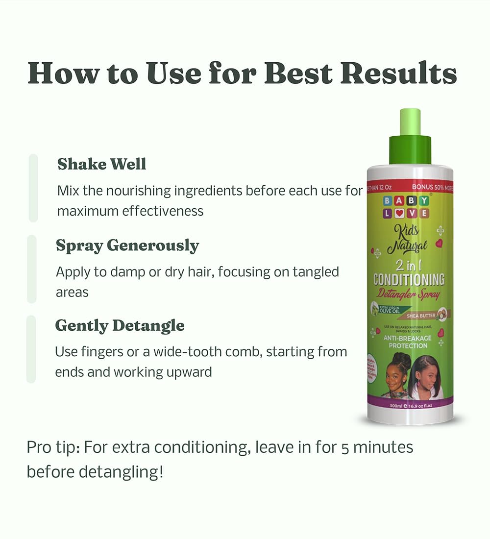 ICAN LONDON BABY LOVE KIDS NATURAL 2-IN-1 SHEA BUTTER CONDITIONING DETANGLING SPRAY 500ML