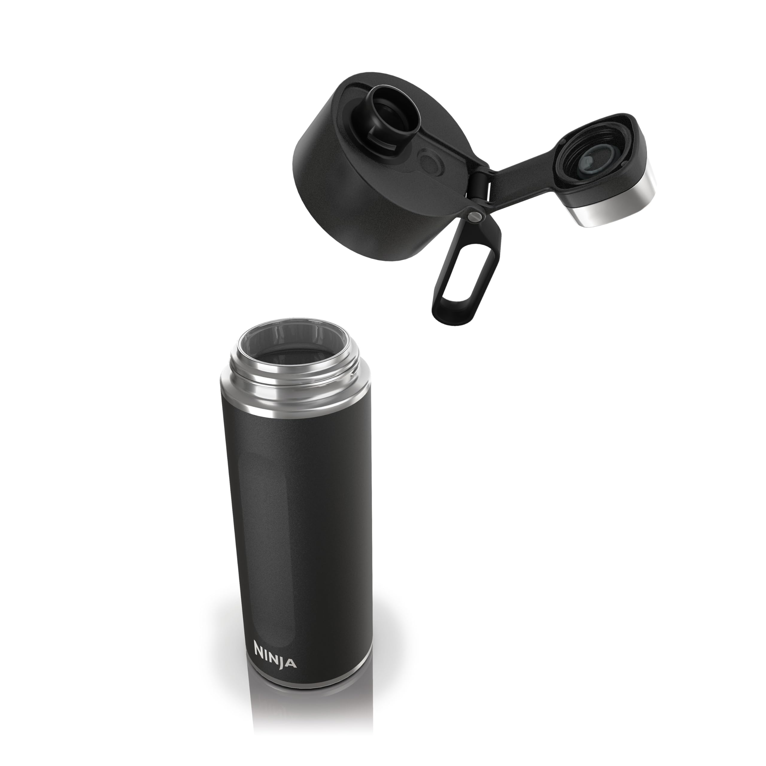 Ninja Thirsti Water Bottle and Flask 530 ML with Leak-Proof Lid, Designed for Carbonated, Hot & Cold Drinks, Ideal for Travel & Sports, Triple Insulated, Stainless Steel Bottle, Black, DW1801EUUKBK