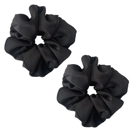 ILamourCar Large Hair Scrunchies, Soft Silky Satin Elastic Soft Hair Ties Scrunchy Hair Bands Ponytail Women Girls Lady Children (2xBlack)