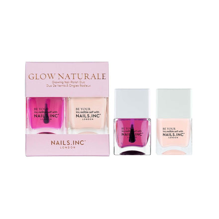 Nails Inc Glow Naturale Nail Polish Duo, Long Lasting, Glow Enhancing Nail Colors, Easy Manicure Look, Cruelty Free, Vegan, 21 Free Formula, Glowing My Way, Got Me Glowing, 2 Piece Set