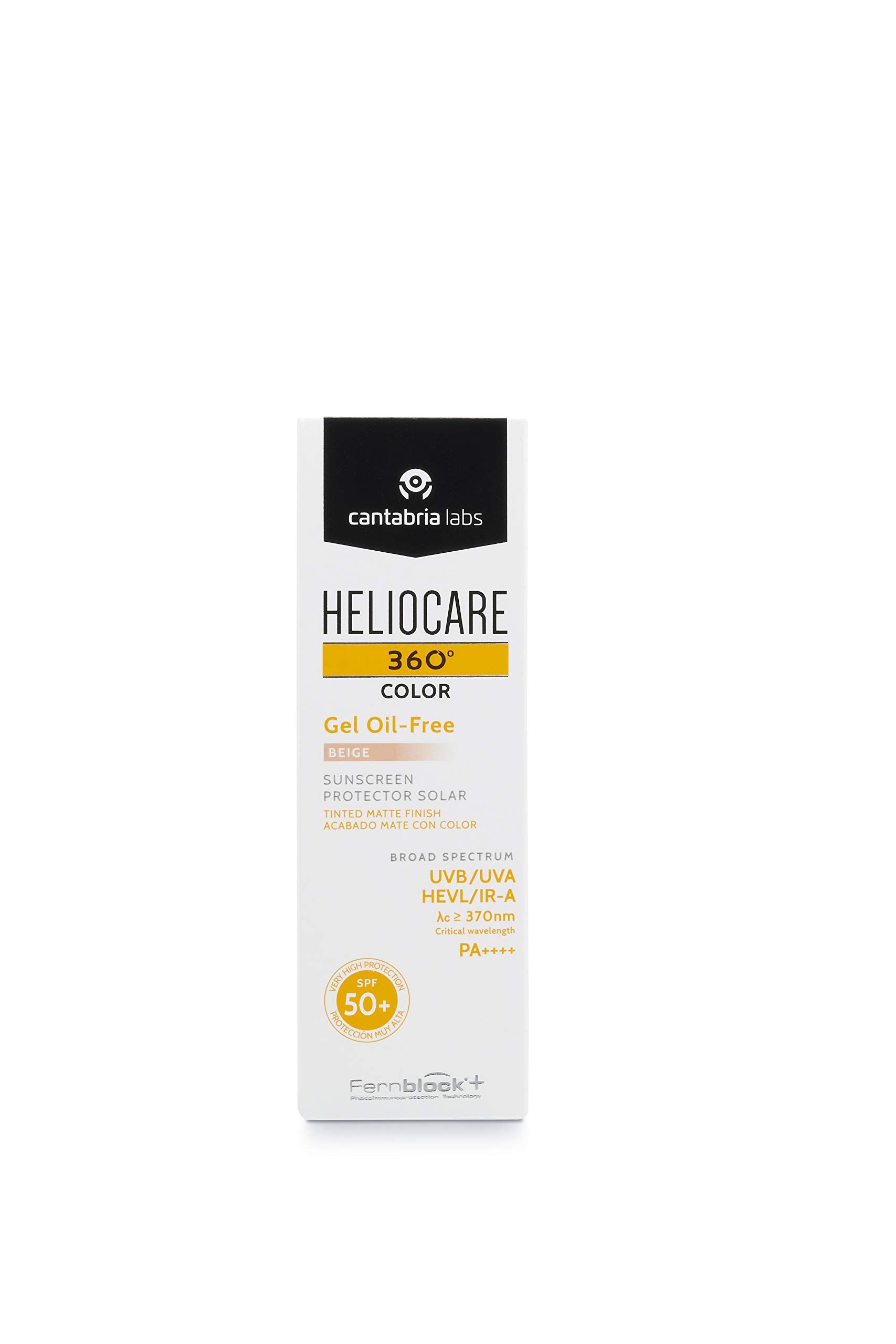 Heliocare 360 Color Gel Oil-Free Beige SPF 50 50ml / Gel Sunscreen For Face/Daily UVA UVB Visible Light Infrared-A Anti-Ageing Sun Protection/Matte Foundation Coverage