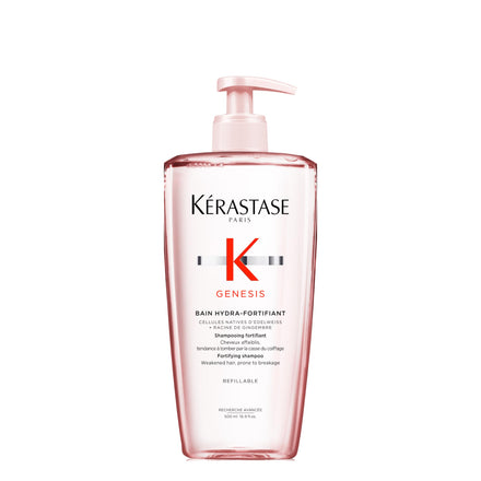 Kerastase Genesis Shampoo Hydra-Fortifiant Refillable Bottle - Fortifies & Reduces Breakage, Provides Immediate Hydration & Softness, For Weakened Hair, 13.5 Fl Oz