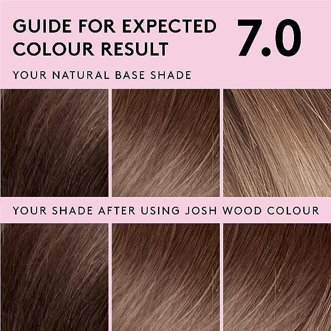 Josh Wood Permanent Colour 7.0 (Lightest Brown) Celebrity-approved ammonia-free - Leaves hair super shiny and hydrated with 100% grey coverage - Natural-looking and Vegan