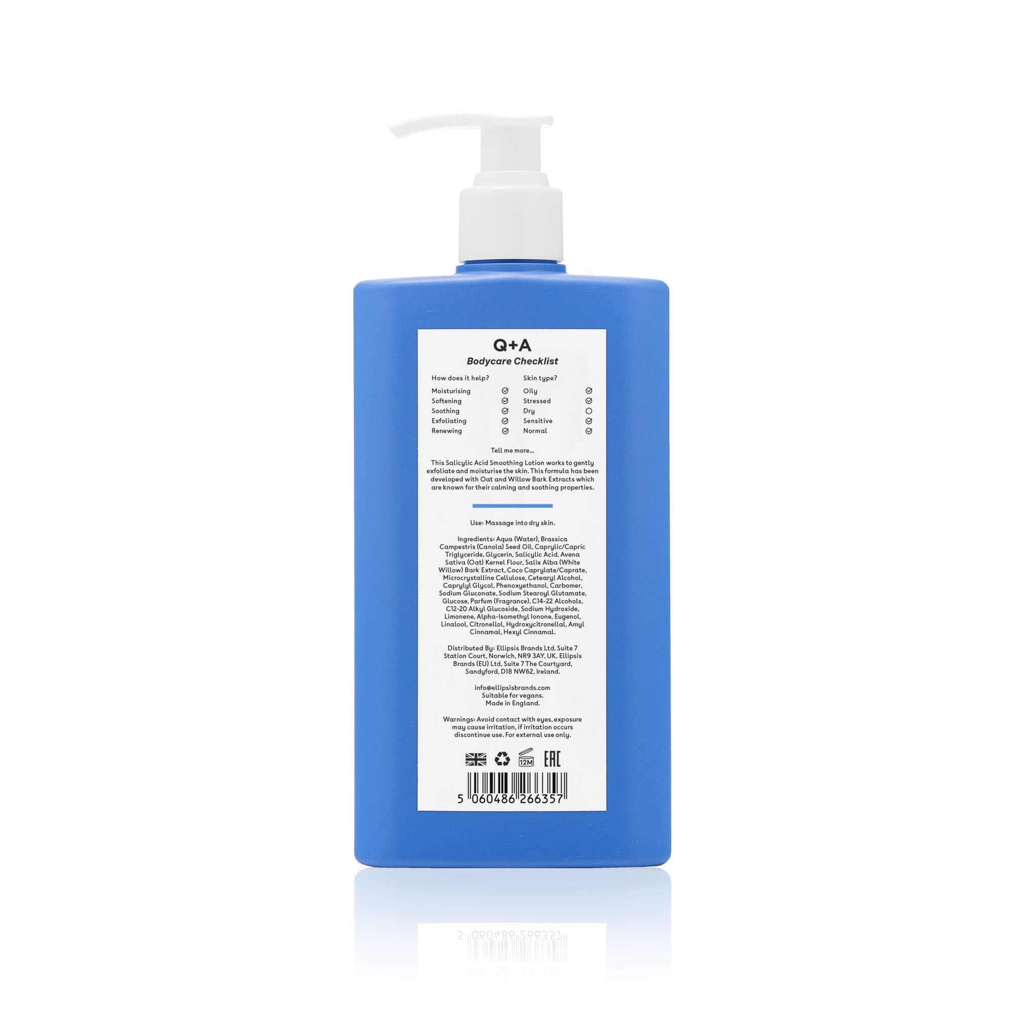 Q+A Salicylic Acid Smoothing Body Lotion (250ml), Body Moisturiser with Watermelon & Agave Scent, Body Butter Alternative, Smooths Rough Bumpy Skin, Clears Blemishes & Uneven Texture