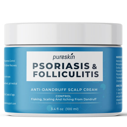 PURESKIN Psoriasis Scalp Treatment Cream - Extra Strength for Scalp Psoriasis Folliculitis - Controls Itching Flaking Stubborn Dandruff 3.4 Oz