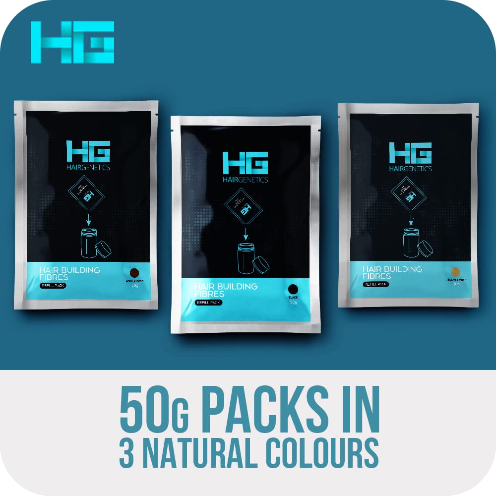 Hair Genetics Advanced Hair Building Fibres Large 50g Refill Pack (Black)