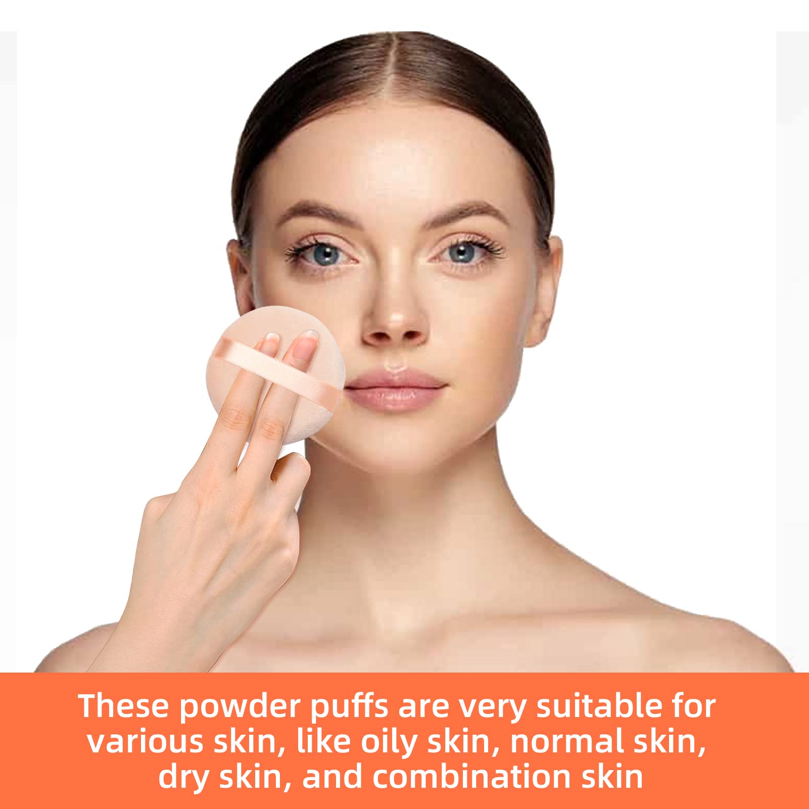 6 Pieces Powder Puffs Cotton Makeup Puffs for Loose Powder Mineral Powder Cosmetic Foundation - 2.36 inch/6 cm Soft Round Powder Puffs Makeup Face Sponges for Face and Body - Nude