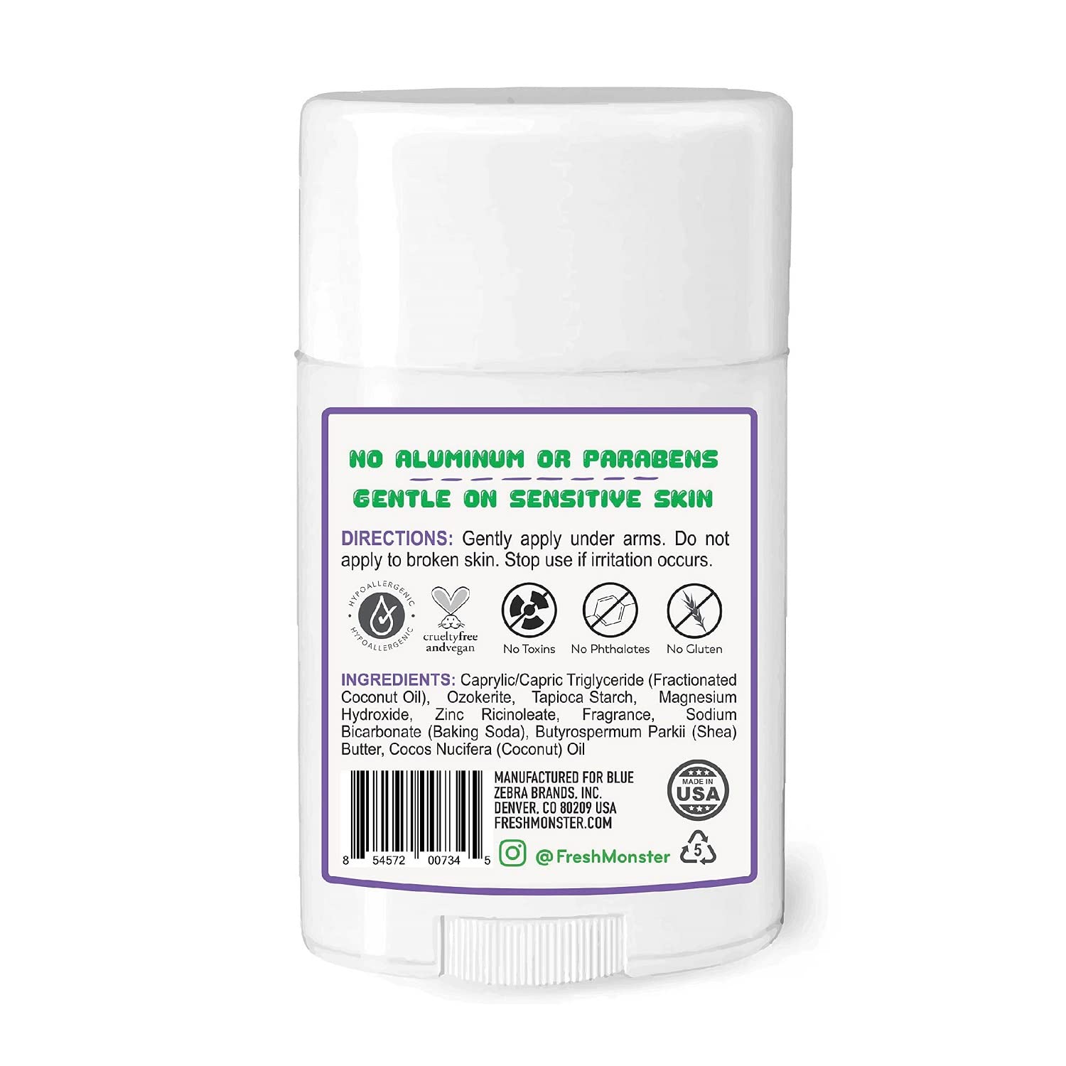 Fresh Monster Natural Deodorant For Kids And Teens | Aluminum Free, Paraben Free, Hypoallergenic | Gummy Burst Scent (1.76Oz)