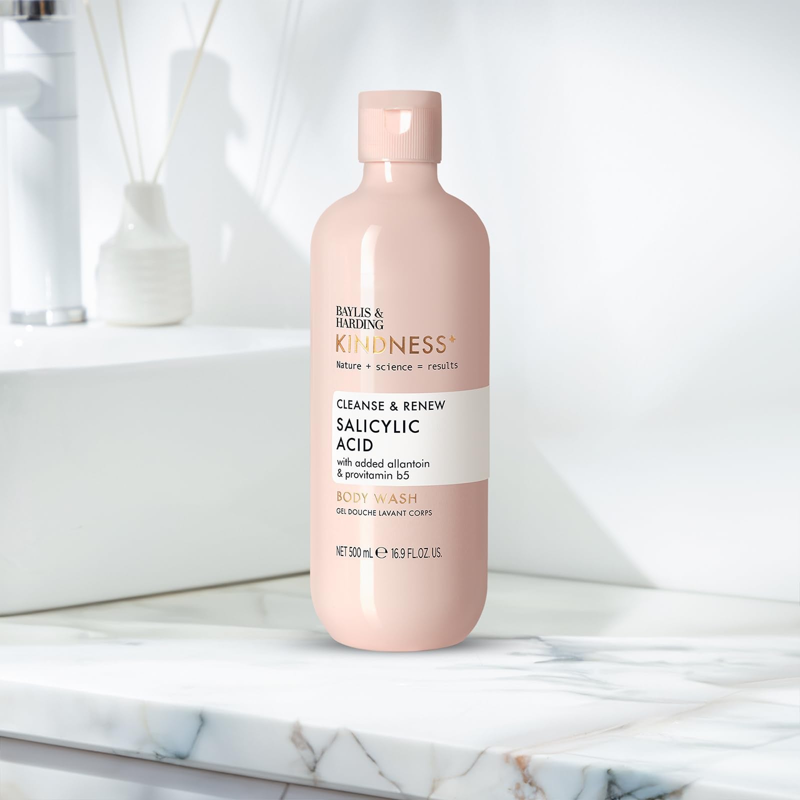 Baylis & Harding Kindness+ Salicylic Acid Cleanse & Renew 500ml Body Wash (Pack of 3) - Vegan Friendly