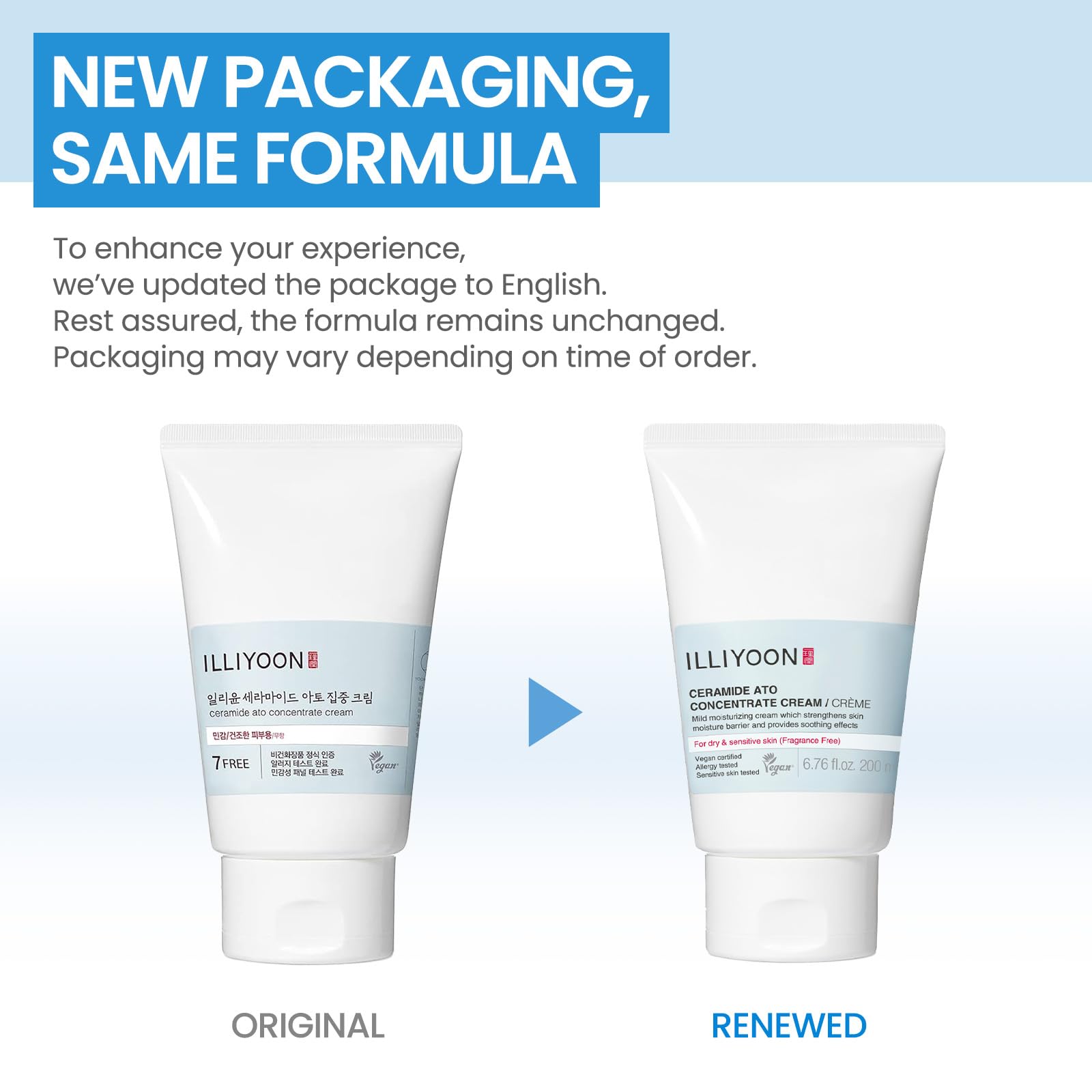 ILLIYOON Ceramide Ato Concentrate Cream (200ml, 6.76 Fl Oz) | Moisturizer for Dry&Sensitive Skin, 100hr Hydration, Restoring Skin Barrier | Gentle for Infants and Adults | Vegan | Fragrance Free