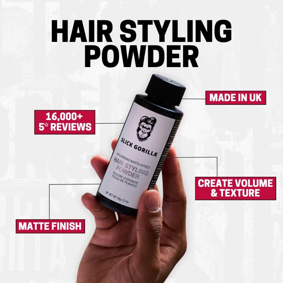 Slick Gorilla Hair Styling Texturizing Powder – 0.70 oz (20g) for Volume, Matte Finish, and All-Day Hold