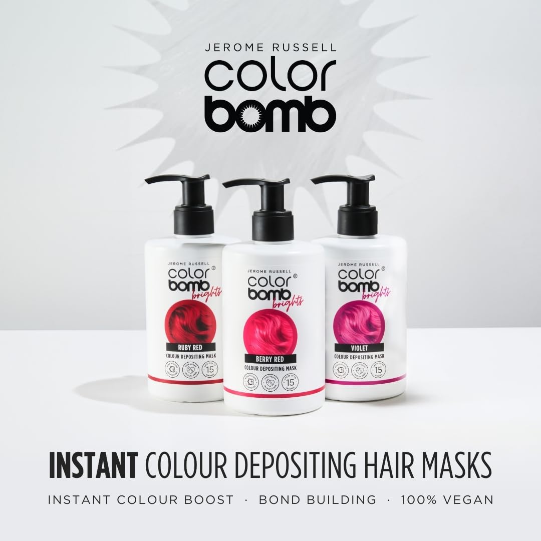 Jerome Russell Color Bomb Brights – Ruby Red Colour Depositing Conditioning Mask, 300ml
