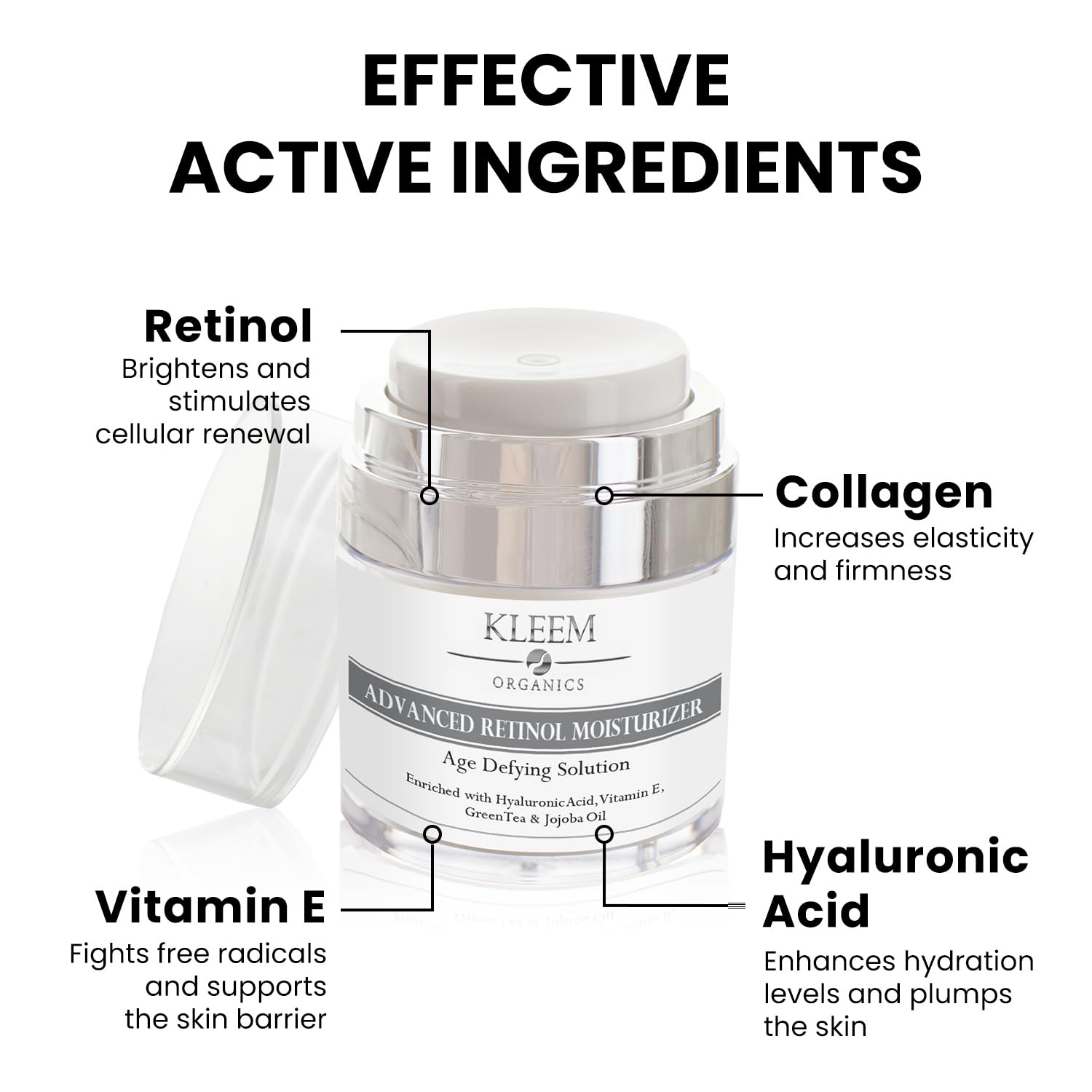 Retinol Face Cream with Hyaluronic Acid & Vitamin E – Anti-Wrinkle Firming Night Cream - Hydrating Night Moisturiser to Reduce Lines and Wrinkles. For Sensitive Skin, 50ml