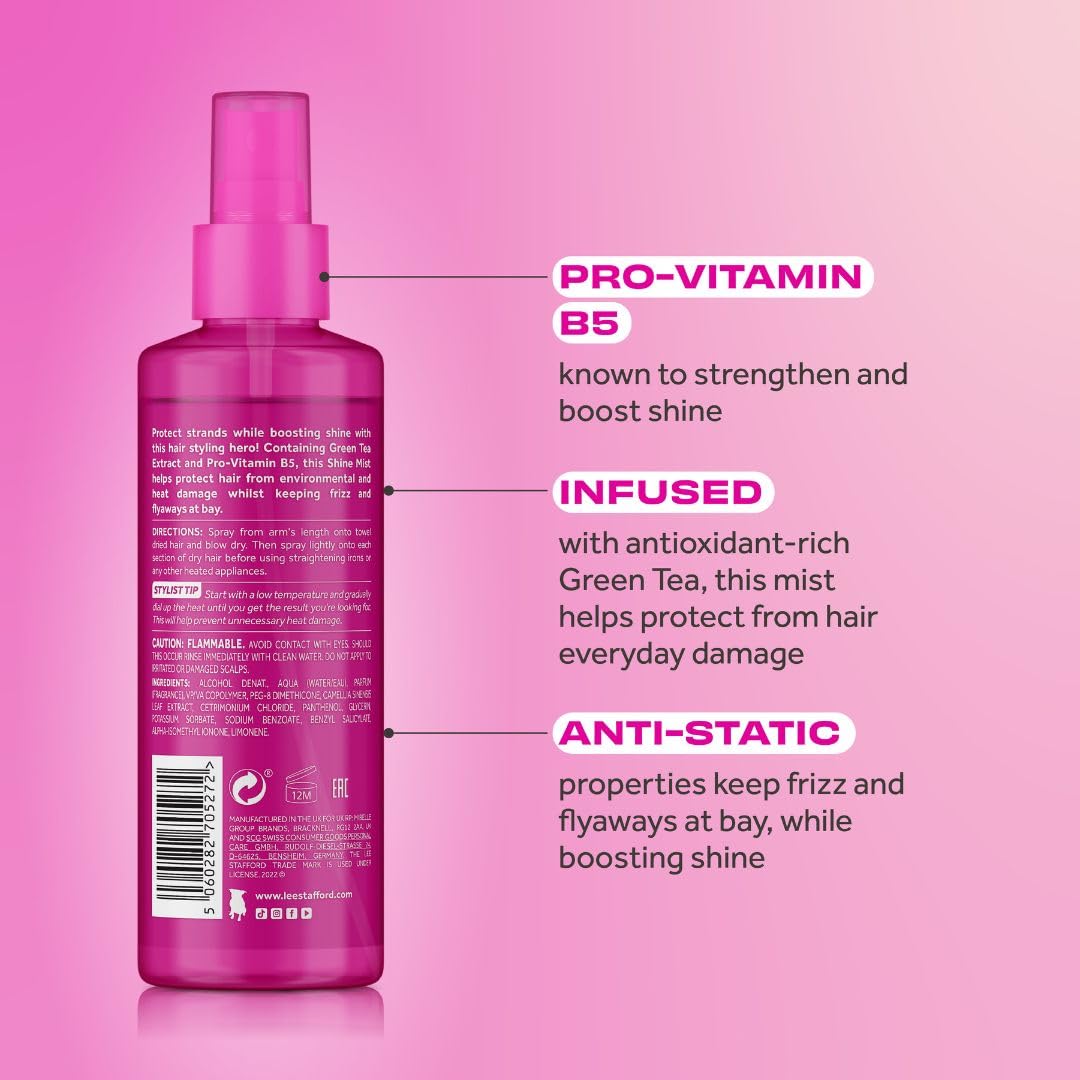 Lee Stafford Heat Protectant Hair Spray | Styling Collection - Best Thermal Defense Shine Mist for Daily Use, Frizz Control with Protection, Flat Iron & Blow Dry Safe, Hydrating, 6.7 Fl Oz