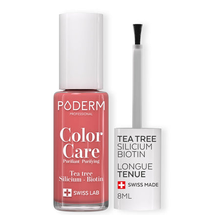 PODERM Swiss-Made Antifungal Nail Polish β Coral Pink | Breathable Treatment with Tea Tree, Silicon & Biotin | Strengthens, Repairs & Conceals Yellow, Brittle & Damaged Nails | Podiatrist-Developed