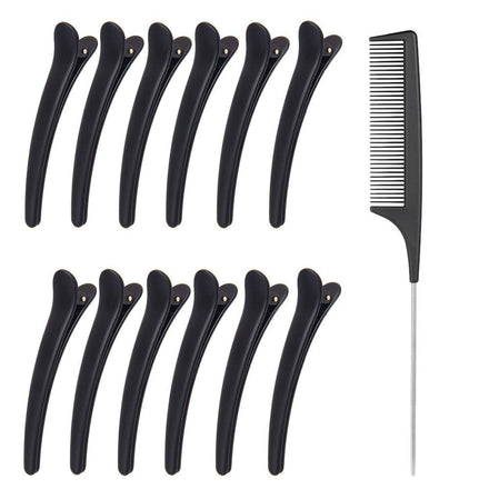12pcs Hair Clips for Styling Sectioning + 1pcs Antistatic Parting Comb for Women Girl Stylist Hair Braiding Cutting Hairdressing Salon Tool by JT JUSTIME