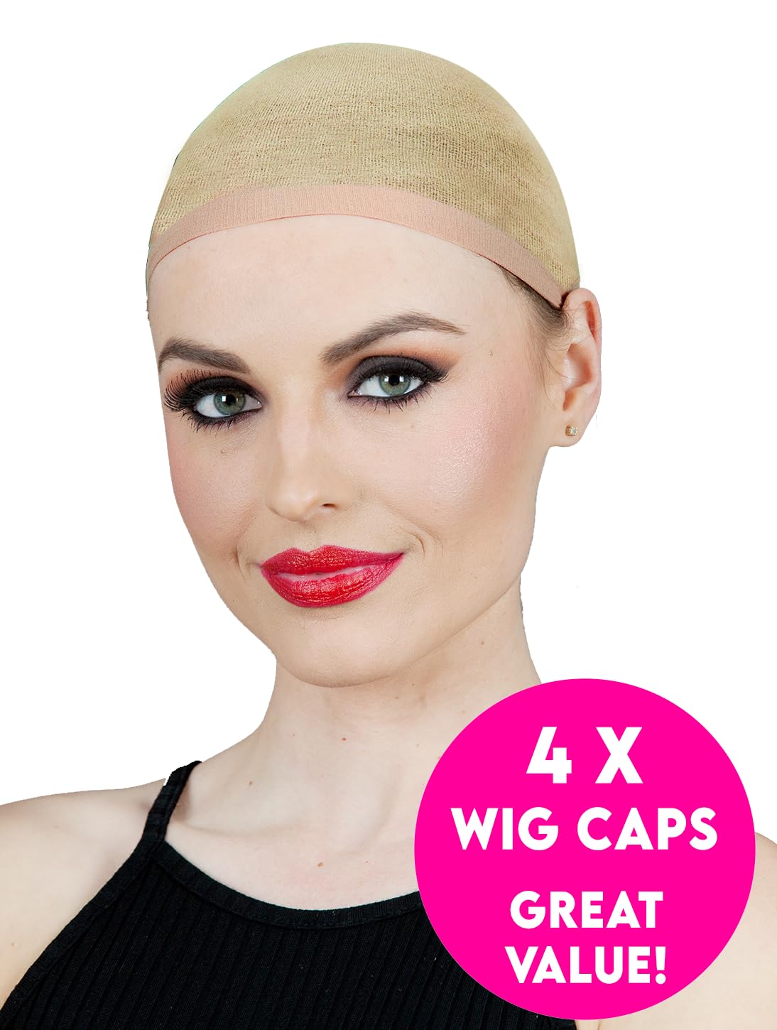 ALLAURA 4 Nude Stocking Wig Caps - Stretchy Nylon Liner Weaving Caps for Women, Men, Halloween Cosplay