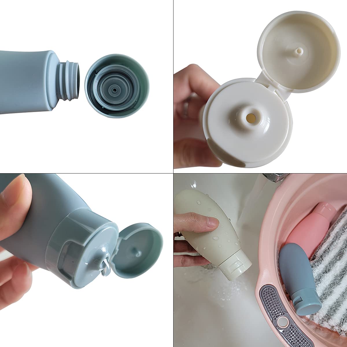 LIYUABU 3 Pcs Travel Bottles Set,60ML Travel Bottles & Containers,Small Mini Empty Plastic Squeeze Bottles for Travel Toiletries,Shampoo and Conditioner with Storage Bag