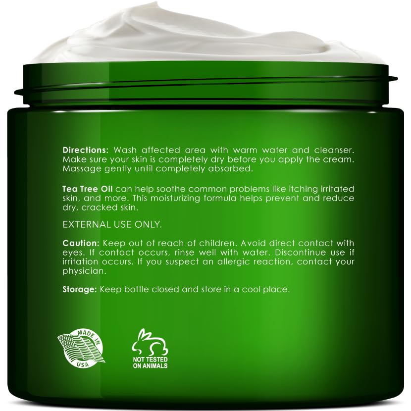 New York Biology Tea Tree Oil Foot Cream for Dry Cracked Feet, Athletes Foot, Nail Fungus, Jock Itch, Ringworm, Cracked Heels and Itchy Skin – Pain Relieving Foot Cream - 226 g