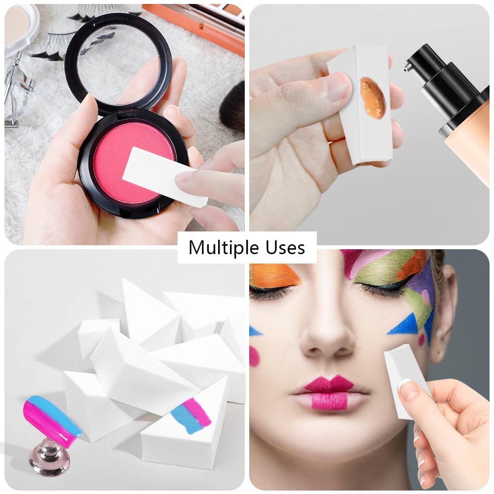 AUAUY 48 Pcs Makeup Sponge Wedge Shaped Blender, Mini Applicator Wedges, Non-Latex Cosmetic Puff, Cosmetic Wedges Beauty Blender Sponges, For Foundation Liquid Cream - White