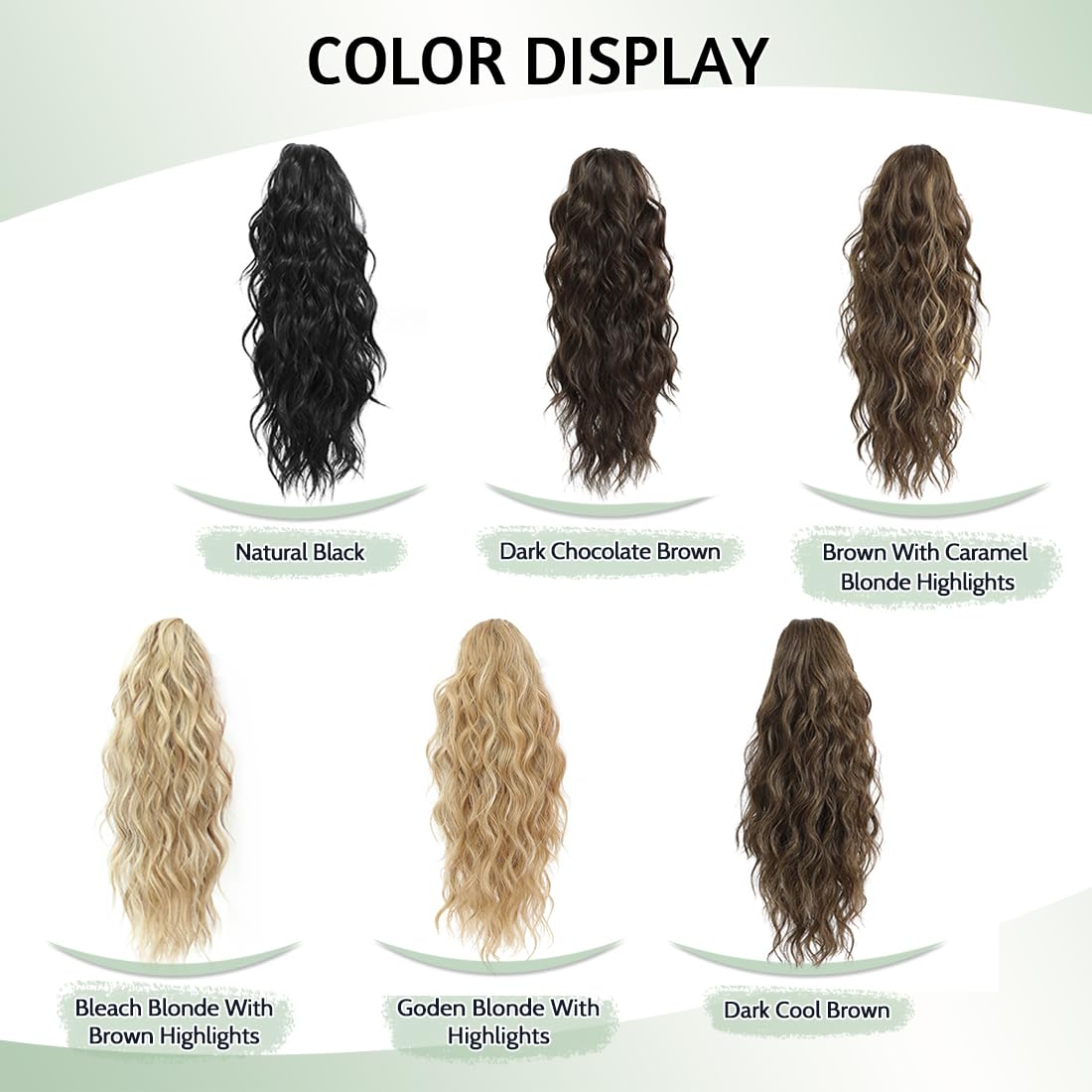 FINE PLUS Ponytail Extension Claw Clip in Ponytail Hair Extensions Synthetic Claw Curly Ponytail Extension for Women 18inch Curly Wave Claw Clip Ponytail Hairpiece Dark Chocolate Brown