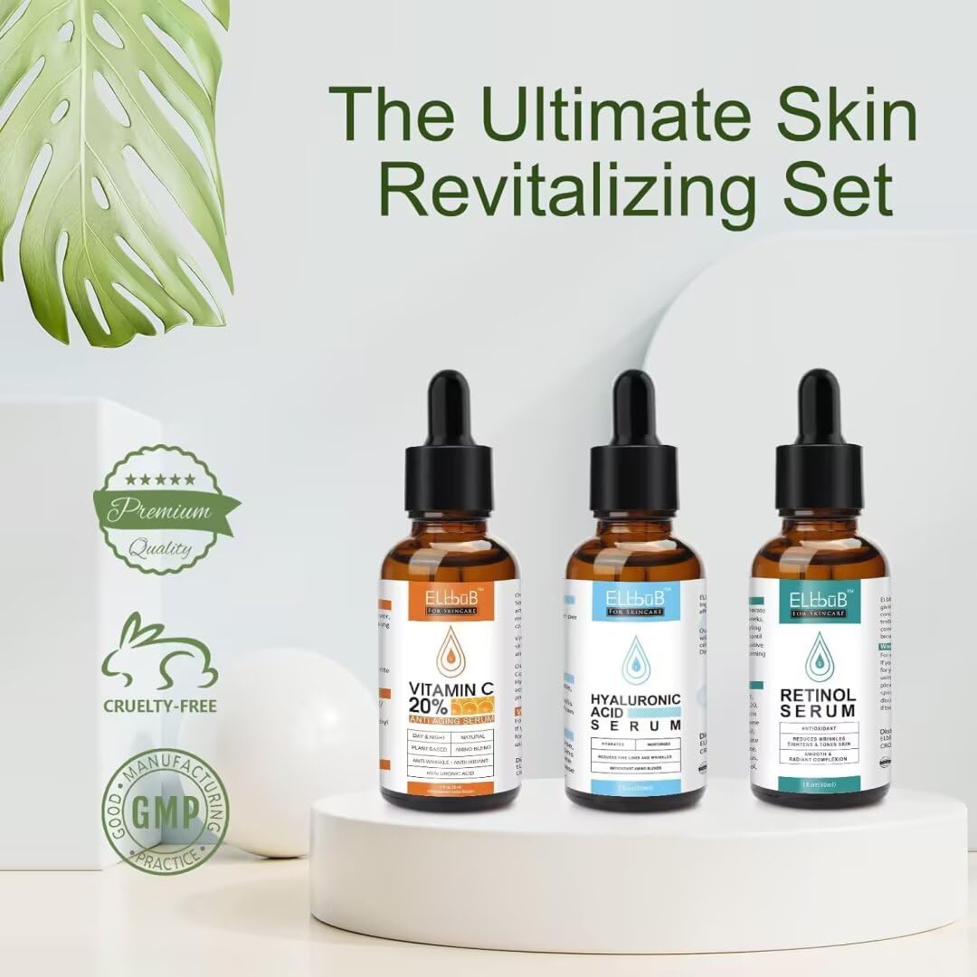 Age Defying Serum 3 Pack with Vitamin C, Retinol and Hyaluronic Acid - Boost Skin Collagen,Hydrate & Plump Skin, Anti Aging & Wrinkle Facial Serum