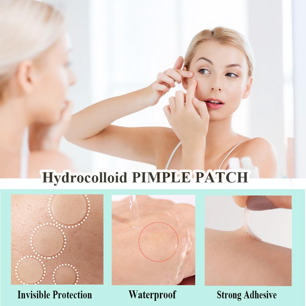 Zemolo 600pcs Pimple Patches Hydrocolloid Acne Stickers with Tea Tree Oil Spot Cover Patches Day & Night Whiteheads Acne Absorbing Blemish Patches Invisible Spot Treatment Stickers