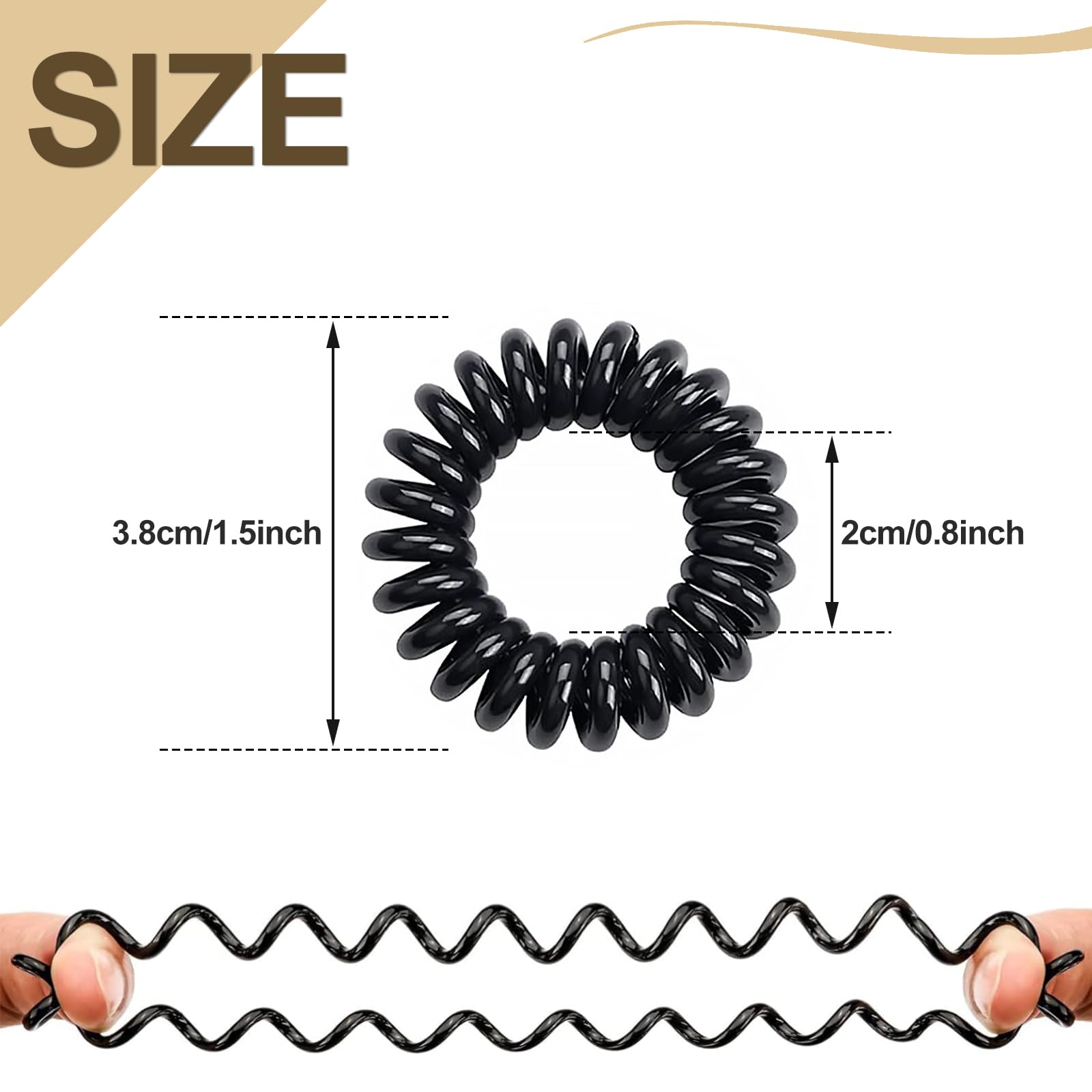 Sularpek Spiral Hair Ties, 12 Pcs Set, Waterproof Plastic Hair Coil Bands, Multi-Color Hair Elastic Bands for Women Girls