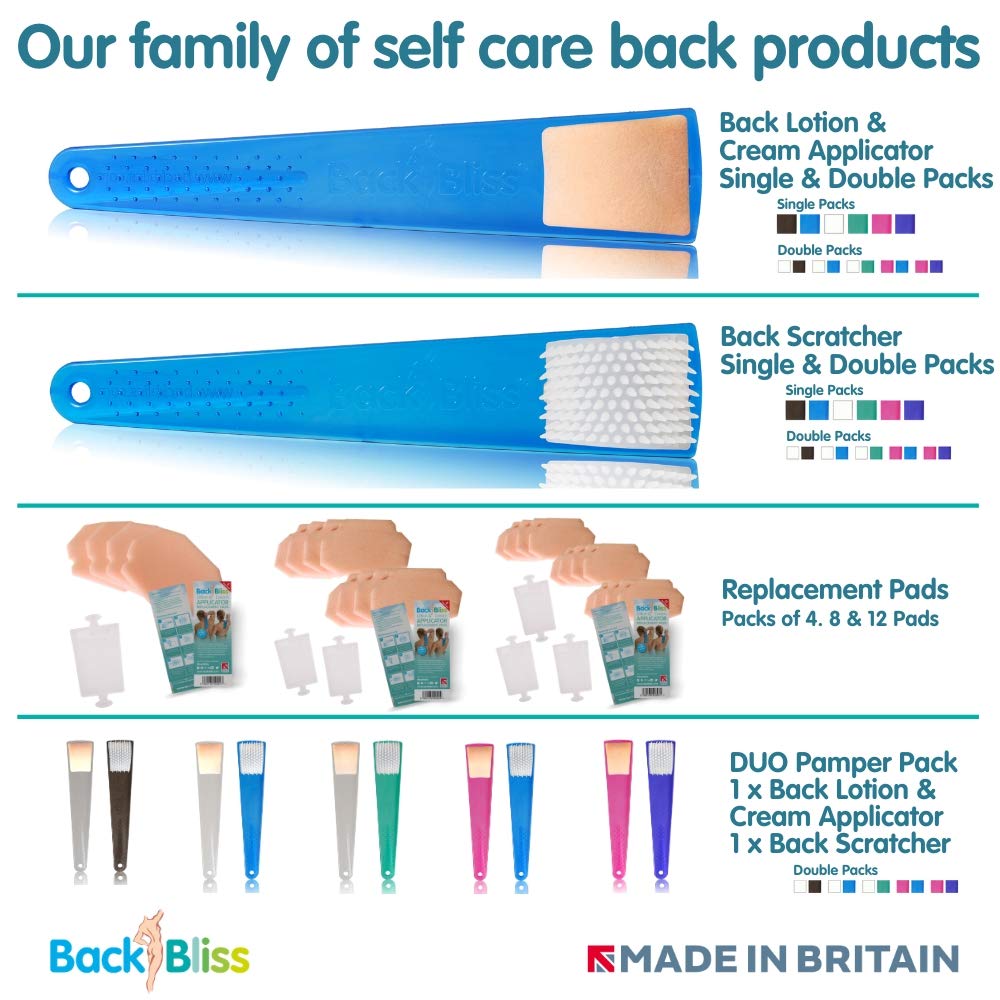 BackBliss Easy Reach Back Lotion Applicator for Men and Women - Made in Britain Blue