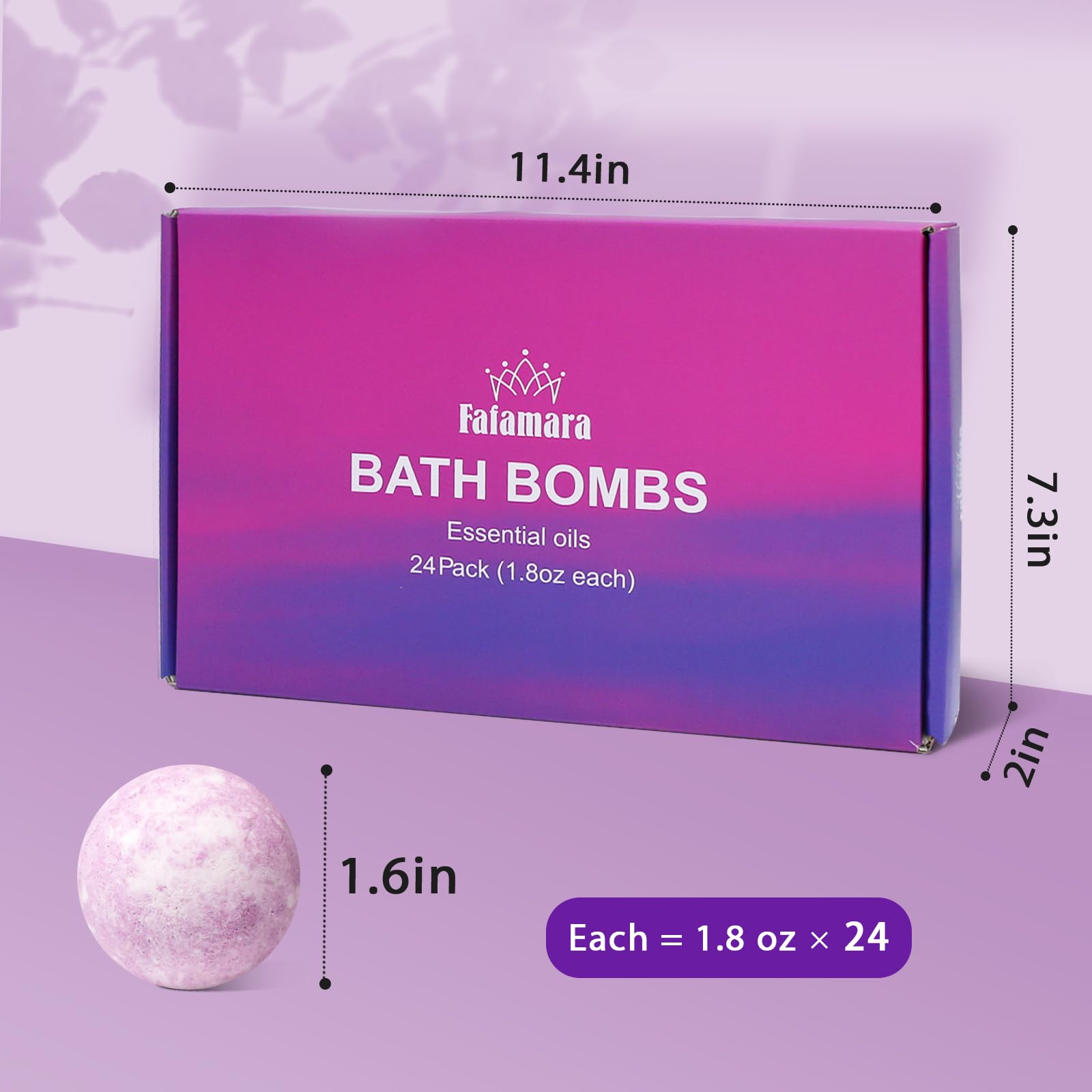 Fafamara 24pcs Bath Bombs Gift Set, Organic and All Natural Ingredients Bubble Bath Bombs Fizzes Spa