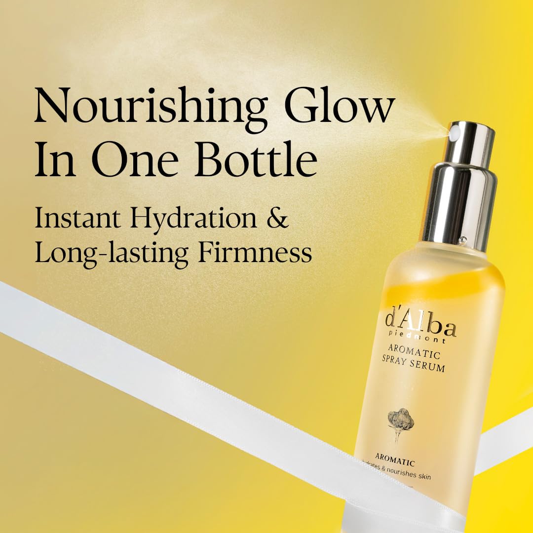d'alba Italian White Truffle First Aromatic Spray Serum, Fragrant VEGAN Glowy Antioxidant Face Mist, Deep Hydration Skin Firmness, Korean Skin Care (4.05 fl.oz / 120ml)