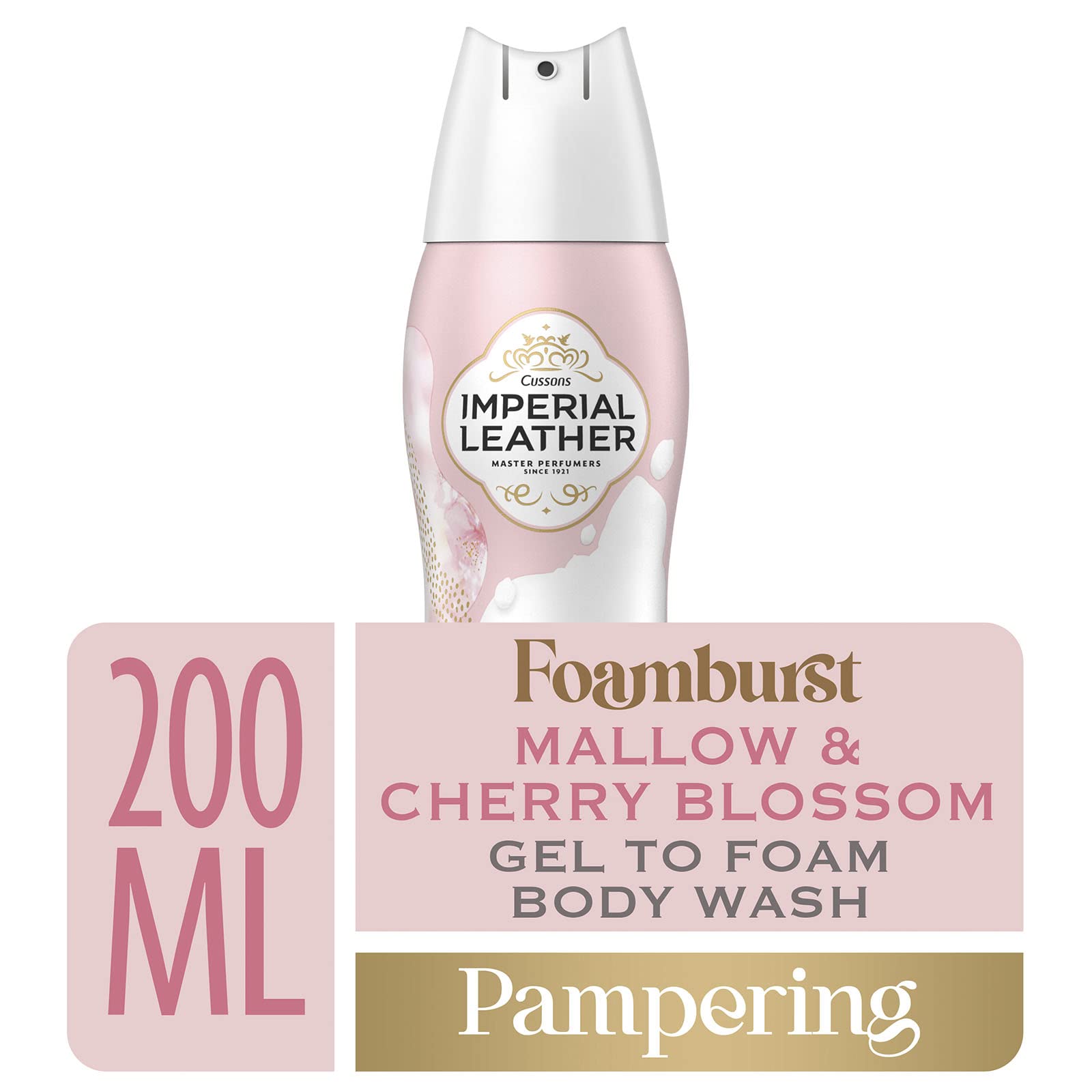 Imperial Leather Foamburst Pampering Shower Gel, Mallow & Cherry Blossom Body Wash, Luxurious Foam Lather, Gentle Skin Care, Bulk Buy, Pack of 6 x 200ml