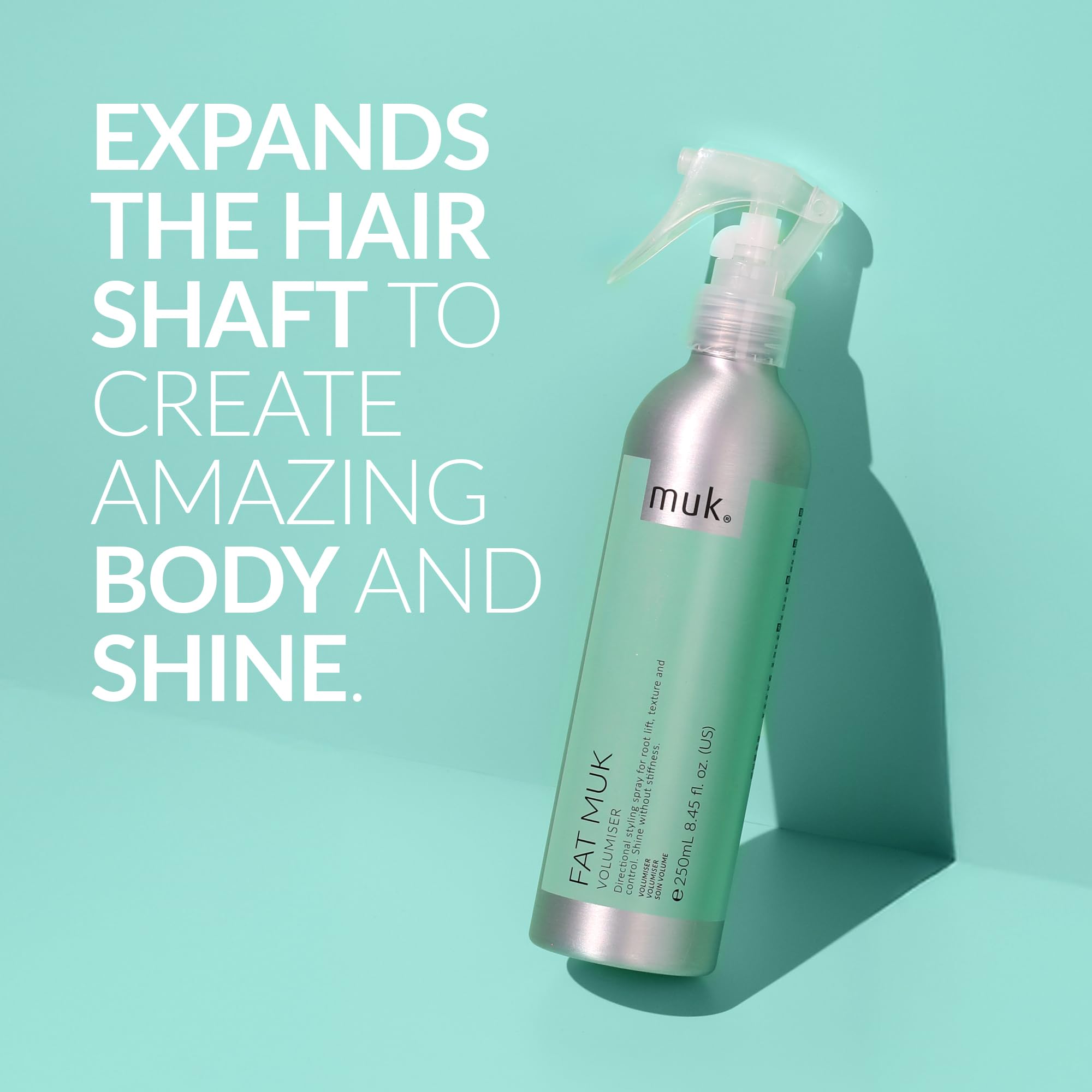 MUK. Fat Volumiser - Hair Volumizer Weightless Thickening volumizer Fine Hair, Adds Shine, Strength & Body. Ideal for Styling & Root Lift, 250ml