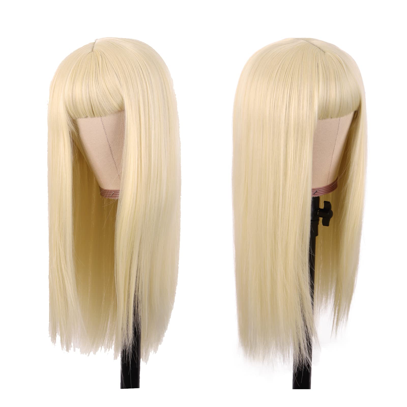 MapofBeauty 24 Inch/60 cm Long Straight Synthetic Hair Heat Resistant Party Cosplay Wig (Mixed Blonde)