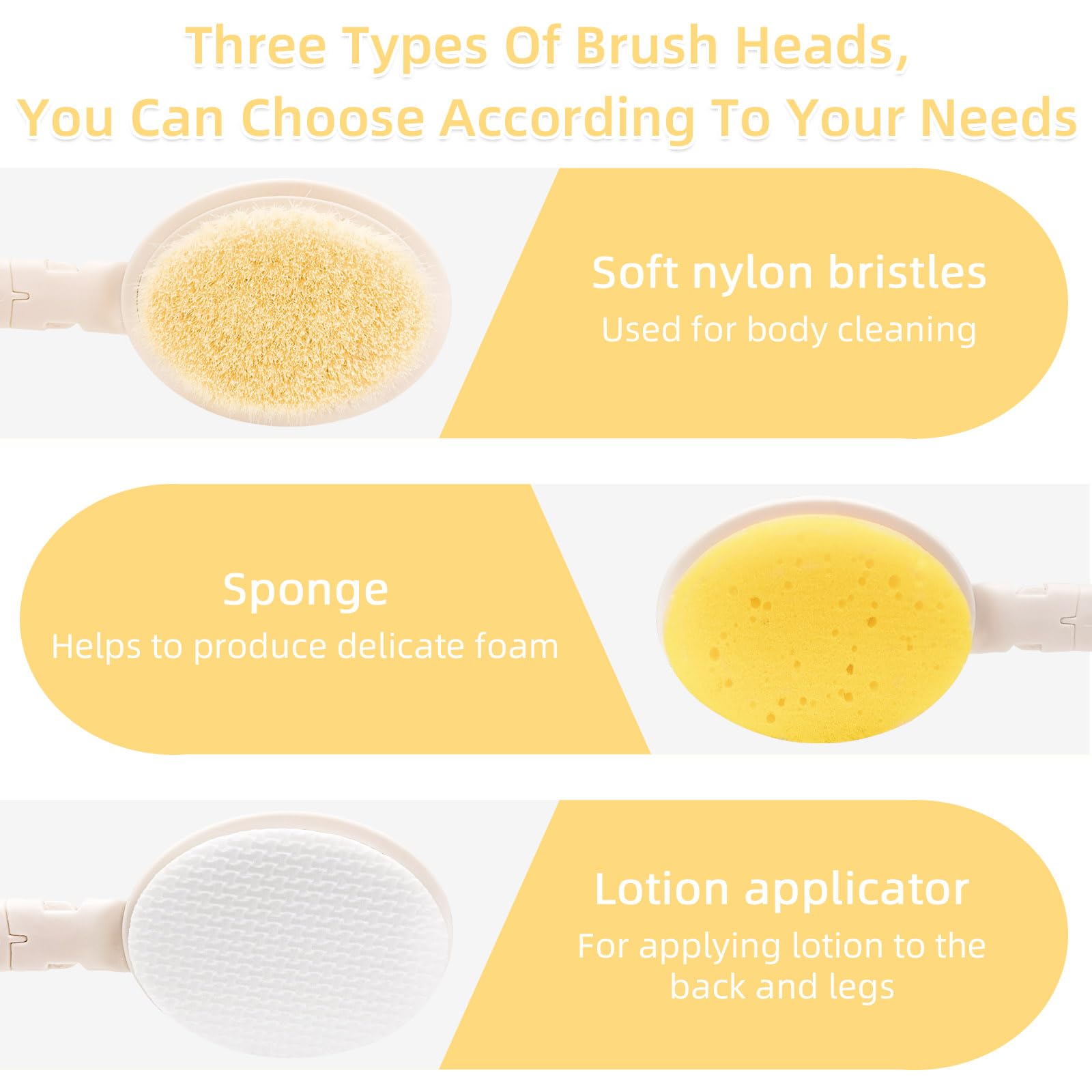 LFJ Long Handled Sponge, Dry Body Brush Bathing Accessories Back Cream Applicator