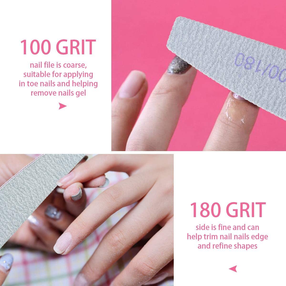 URAQT Professional Nail File 16 Pieces, 100/180 Grit Washable Nail File, Double Sided – Hair Salon, Pets (White)