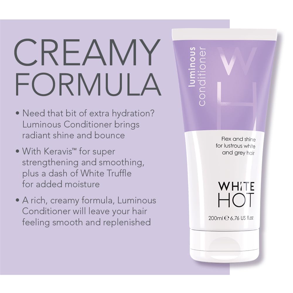 White Hot Shine Duo: Glorious Shampoo & Luminous Conditioner 200ml, shine & cleanse for glossy white & grey hair