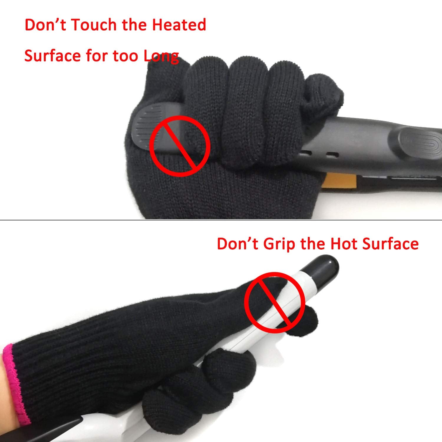 Professional Heat Resistant Styling Glove, Heat Lock for Curling, Flat Iron and Curling Wand, Suitable for Left and Right Hands, 1 Piece, Pink Edge