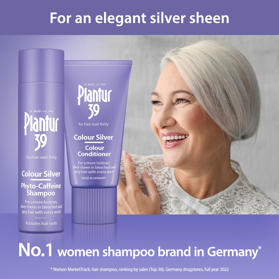 Plantur 39 Purple Shampoo and Conditioner Set | Enhanced Silver Sheen for Bleached and Grey Hair | Prevents and Reduces Hair Loss and Supports Hair Growth | 1x Shampoo 250ml | 1x Conditioner 150ml
